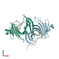 PDB entry 6e8n coloured by chain, front view.