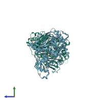 PDB entry 6e8o coloured by chain, side view.