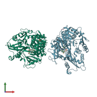 PDB entry 6e97 coloured by chain, front view.