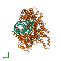 PDB entry 6e9e coloured by chain, side view.