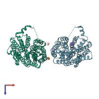 PDB entry 6e9n coloured by chain, top view.