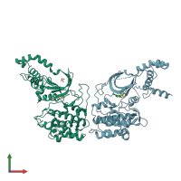 PDB entry 6e9w coloured by chain, front view.