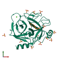 PDB entry 6eat coloured by chain, front view.