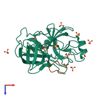 PDB entry 6eat coloured by chain, top view.