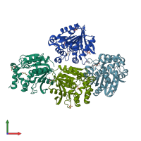PDB entry 6eb3 coloured by chain, front view.