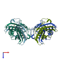 PDB entry 6eb4 coloured by chain, top view.