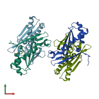 PDB entry 6ebd coloured by chain, front view.
