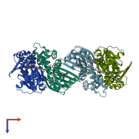 PDB entry 6ebv coloured by chain, top view.