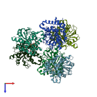 PDB entry 6ecf coloured by chain, top view.