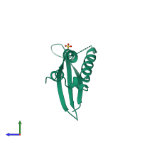 PDB entry 6ecm coloured by chain, side view.
