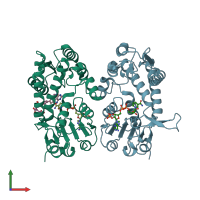 PDB entry 6ecp coloured by chain, front view.