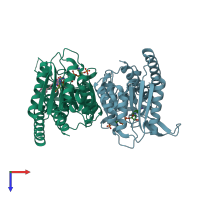 PDB entry 6ecp coloured by chain, top view.