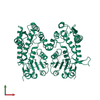 C-1-tetrahydrofolate synthase, cytoplasmic, N-terminally processed in PDB entry 6ecq, assembly 1, front view.