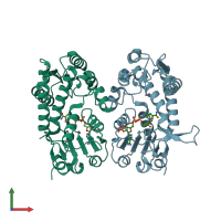 PDB entry 6ecr coloured by chain, front view.