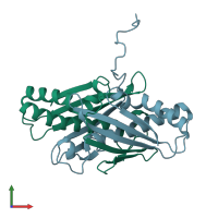 PDB entry 6ecy coloured by chain, front view.