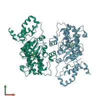 PDB entry 6ed6 coloured by chain, front view.