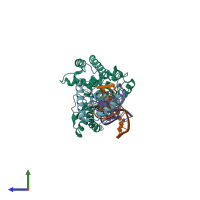 PDB entry 6edb coloured by chain, side view.