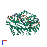 PDB entry 6edc coloured by chain, top view.