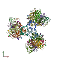 PDB entry 6edu coloured by chain, front view.