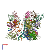 PDB entry 6edu coloured by chain, top view.