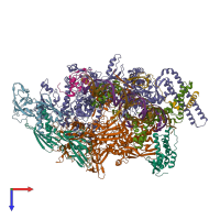 PDB entry 6ee8 coloured by chain, top view.