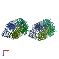 PDB entry 6eee coloured by chain, top view.