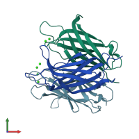 PDB entry 6eel coloured by chain, front view.