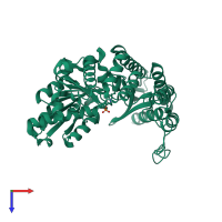 PDB entry 6eeq coloured by chain, top view.
