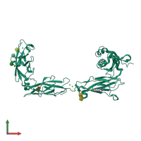 PDB entry 6eet coloured by chain, front view.