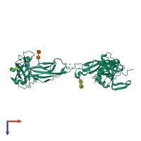 PDB entry 6eet coloured by chain, top view.