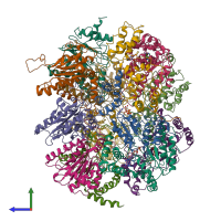 PDB entry 6ef0 coloured by chain, side view.