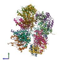 PDB entry 6ef1 coloured by chain, side view.