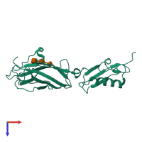 PDB entry 6efd coloured by chain, top view.