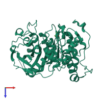 PDB entry 6ehn coloured by chain, top view.