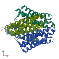 PDB entry 6ei0 coloured by chain, front view.