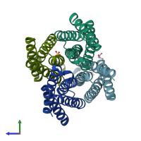PDB entry 6ei0 coloured by chain, side view.