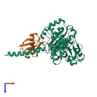 PDB entry 6ei1 coloured by chain, top view.