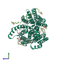 PDB entry 6ei3 coloured by chain, side view.
