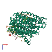 PDB entry 6ei3 coloured by chain, top view.