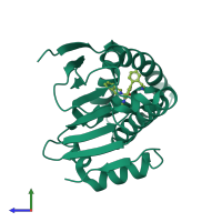 PDB entry 6ei5 coloured by chain, side view.