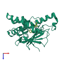 PDB entry 6ei5 coloured by chain, top view.