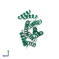 PDB entry 6eih coloured by chain, side view.