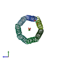 PDB entry 6eik coloured by chain, side view.
