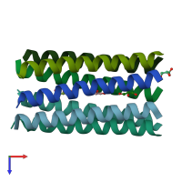 PDB entry 6eik coloured by chain, top view.