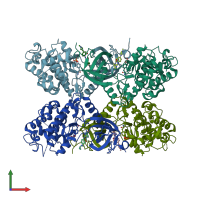 PDB entry 6eir coloured by chain, front view.