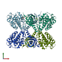 PDB entry 6eis coloured by chain, front view.