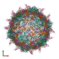 Hetero 240-meric assembly 1 of PDB entry 6eit coloured by chemically distinct molecules, front view.