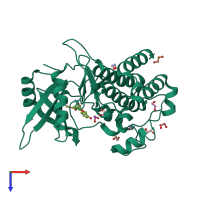 PDB entry 6eix coloured by chain, top view.