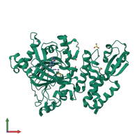 PDB entry 6eiy coloured by chain, front view.