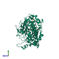 PDB entry 6eiy coloured by chain, side view.